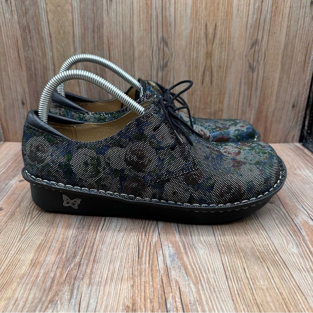 Alegria Floral Metallic Lace Up Comfort Professional Nurse Shoes EU 40